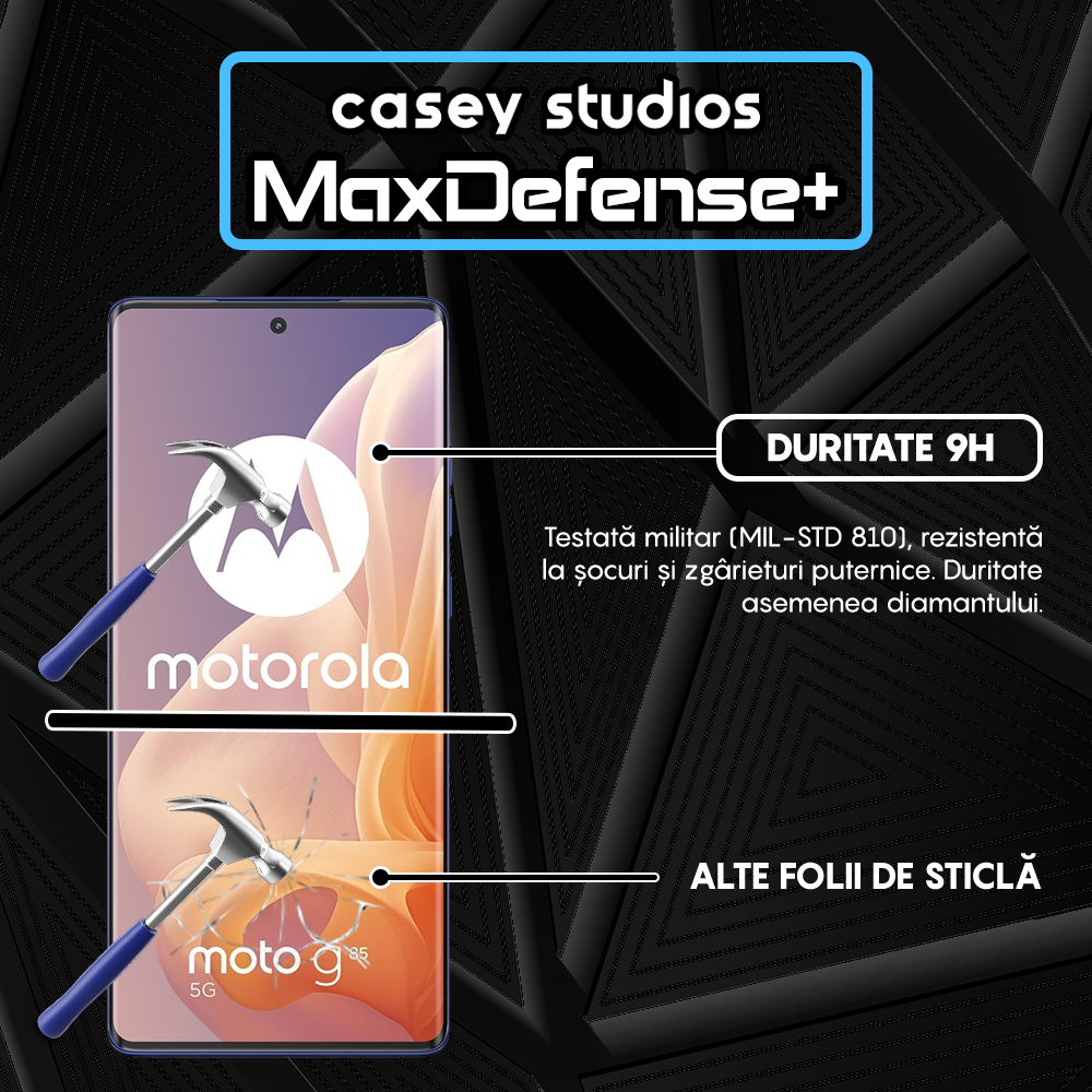 Folie Sticla MaxDefense+ - Motorola Moto G85 - Negru