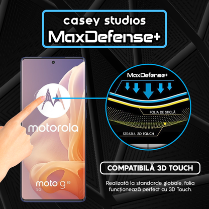 Folie Sticla MaxDefense+ - Motorola Moto G85 - Negru
