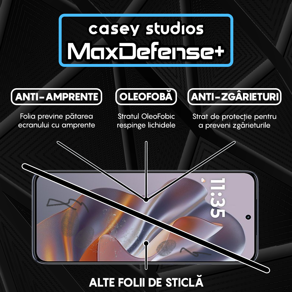 Folie Sticla MaxDefense+ - Motorola Moto S50 - Negru