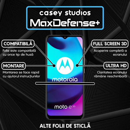 Folie Sticla MaxDefense+ - Motorola Moto E20 - Negru