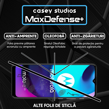 Folie Sticla MaxDefense+ - Motorola Moto E20 - Negru