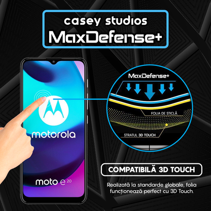 Folie Sticla MaxDefense+ - Motorola Moto E20 - Negru