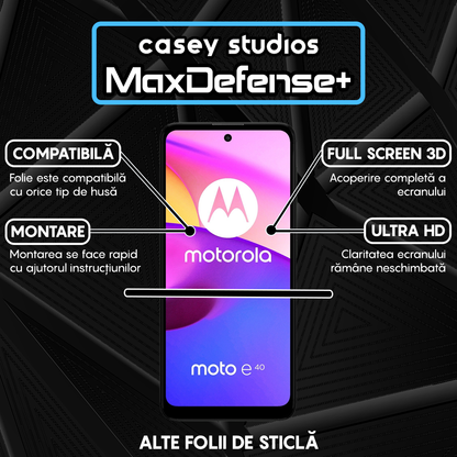 Folie Sticla MaxDefense+ - Motorola Moto E30/Moto E40 - Negru
