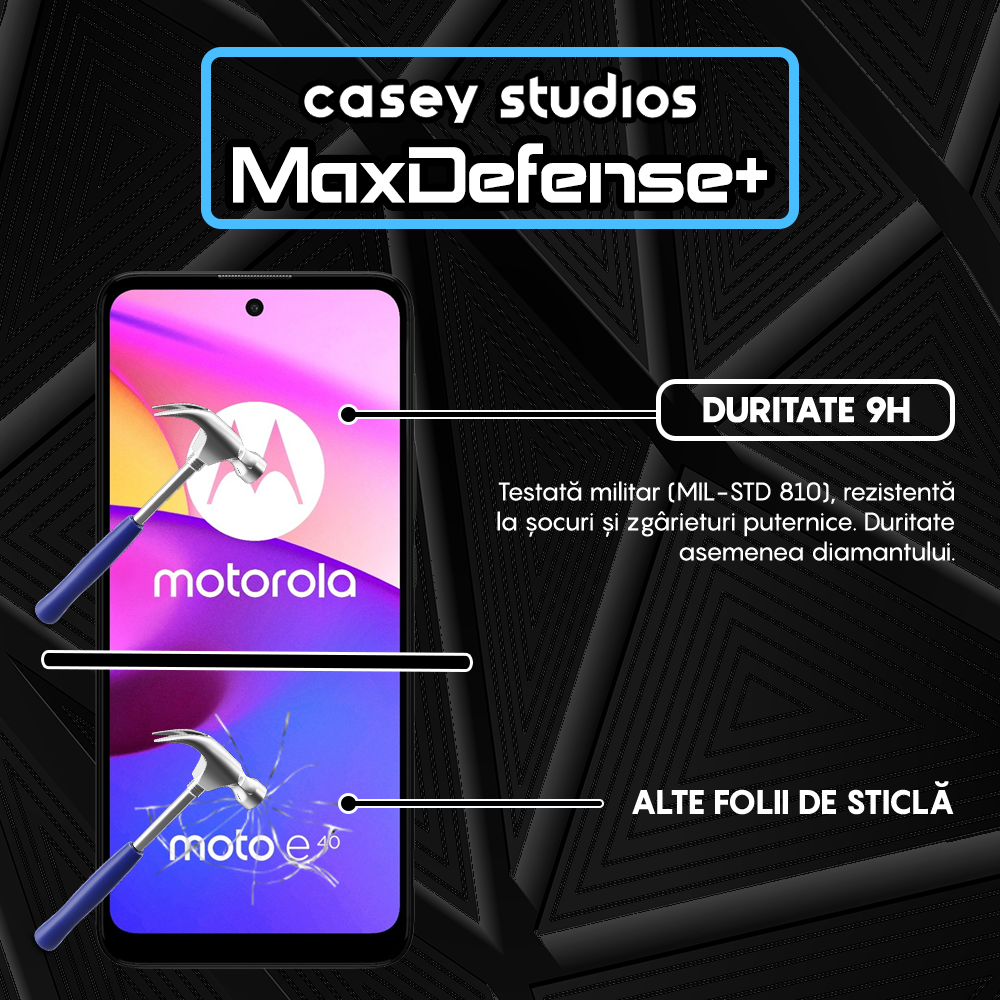 Folie Sticla MaxDefense+ - Motorola Moto E30/Moto E40 - Negru
