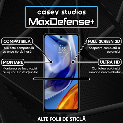 Folie Sticla MaxDefense+ - Motorola Moto E32/Moto E32s - Negru