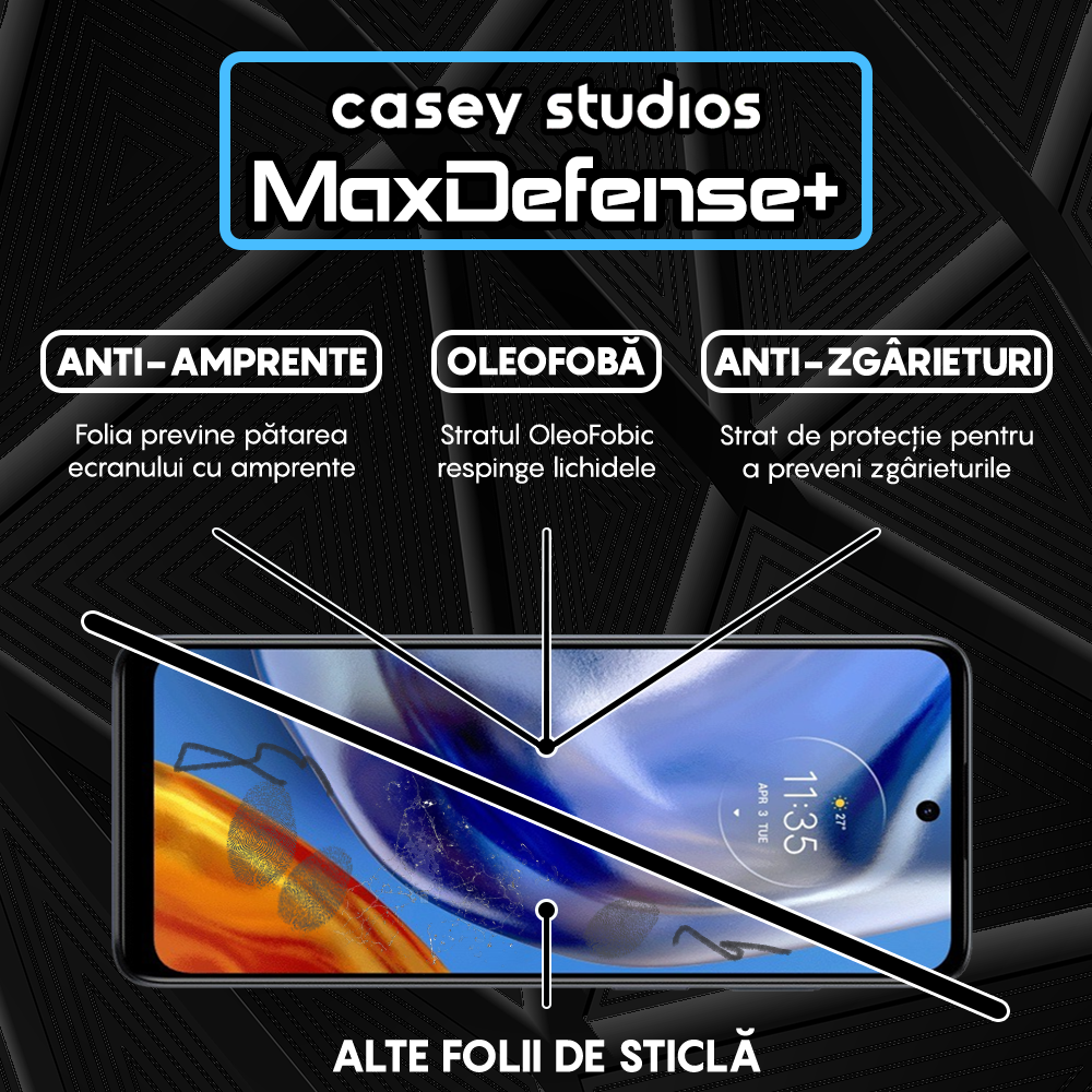 Folie Sticla MaxDefense+ - Motorola Moto E32/Moto E32s - Negru