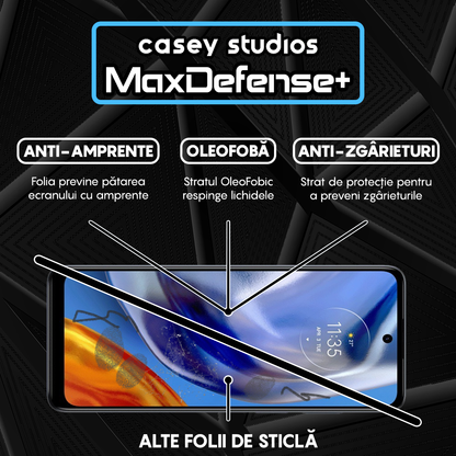 Folie Sticla MaxDefense+ - Motorola Moto E32/Moto E32s - Negru