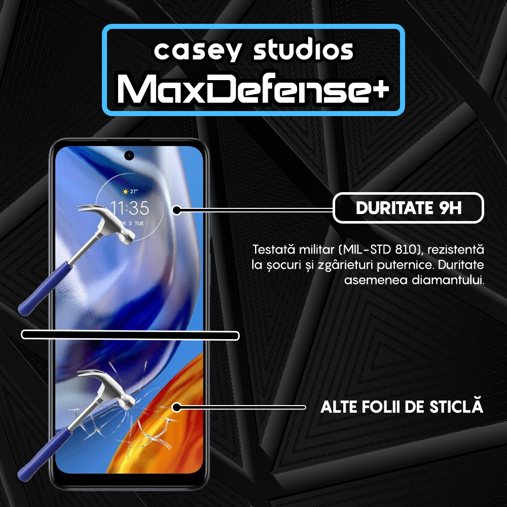 Folie Sticla MaxDefense+ - Motorola Moto E32/Moto E32s - Negru