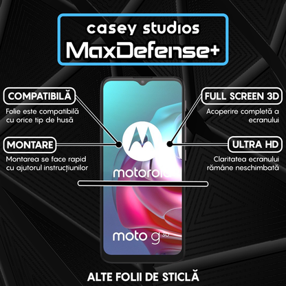 Folie Sticla MaxDefense+ - Motorola Moto E7 Plus/Moto G10/Moto G20/Moto G30/Moto G9 Play - Negru