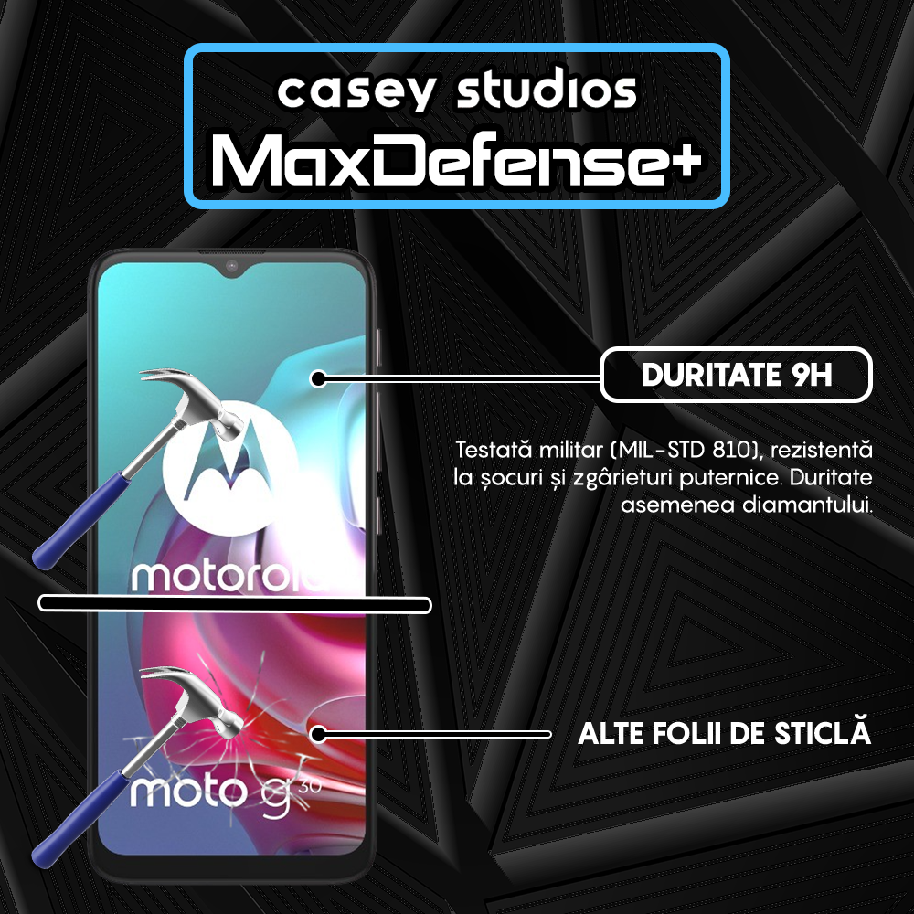 Folie Sticla MaxDefense+ - Motorola Moto E7 Plus/Moto G10/Moto G20/Moto G30/Moto G9 Play - Negru