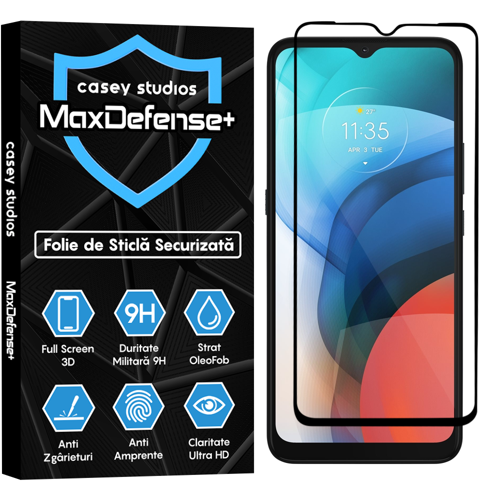 Folie Sticla MaxDefense+ - Motorola Moto E7 Power/Moto E7i Power - Negru