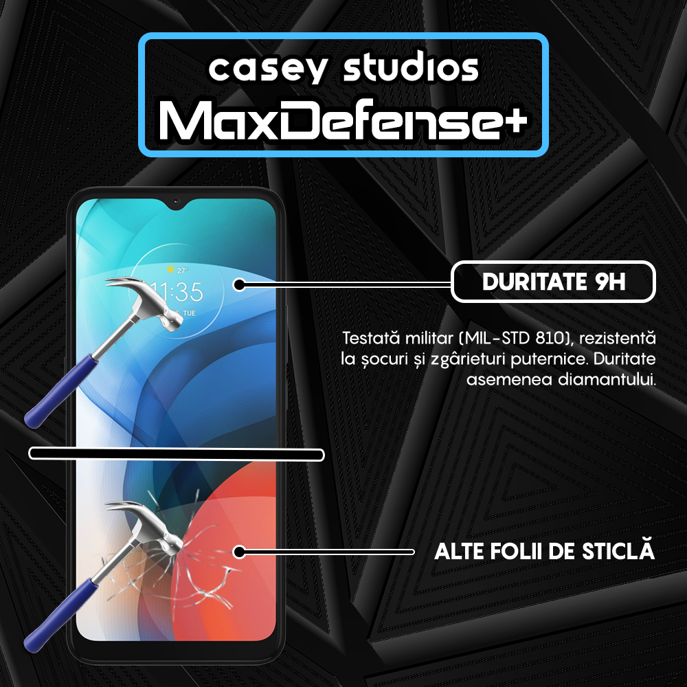 Folie Sticla MaxDefense+ - Motorola Moto E7 Power/Moto E7i Power - Negru
