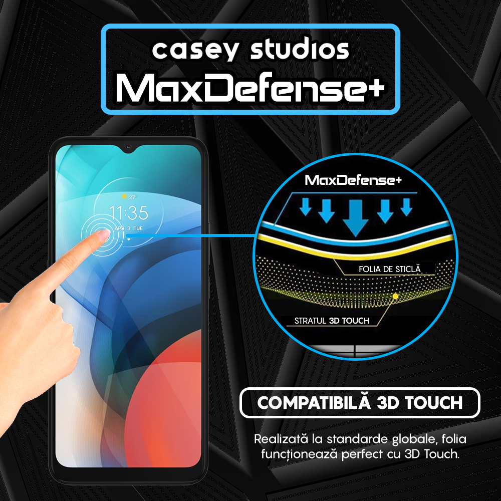 Folie Sticla MaxDefense+ - Motorola Moto E7 Power/Moto E7i Power - Negru