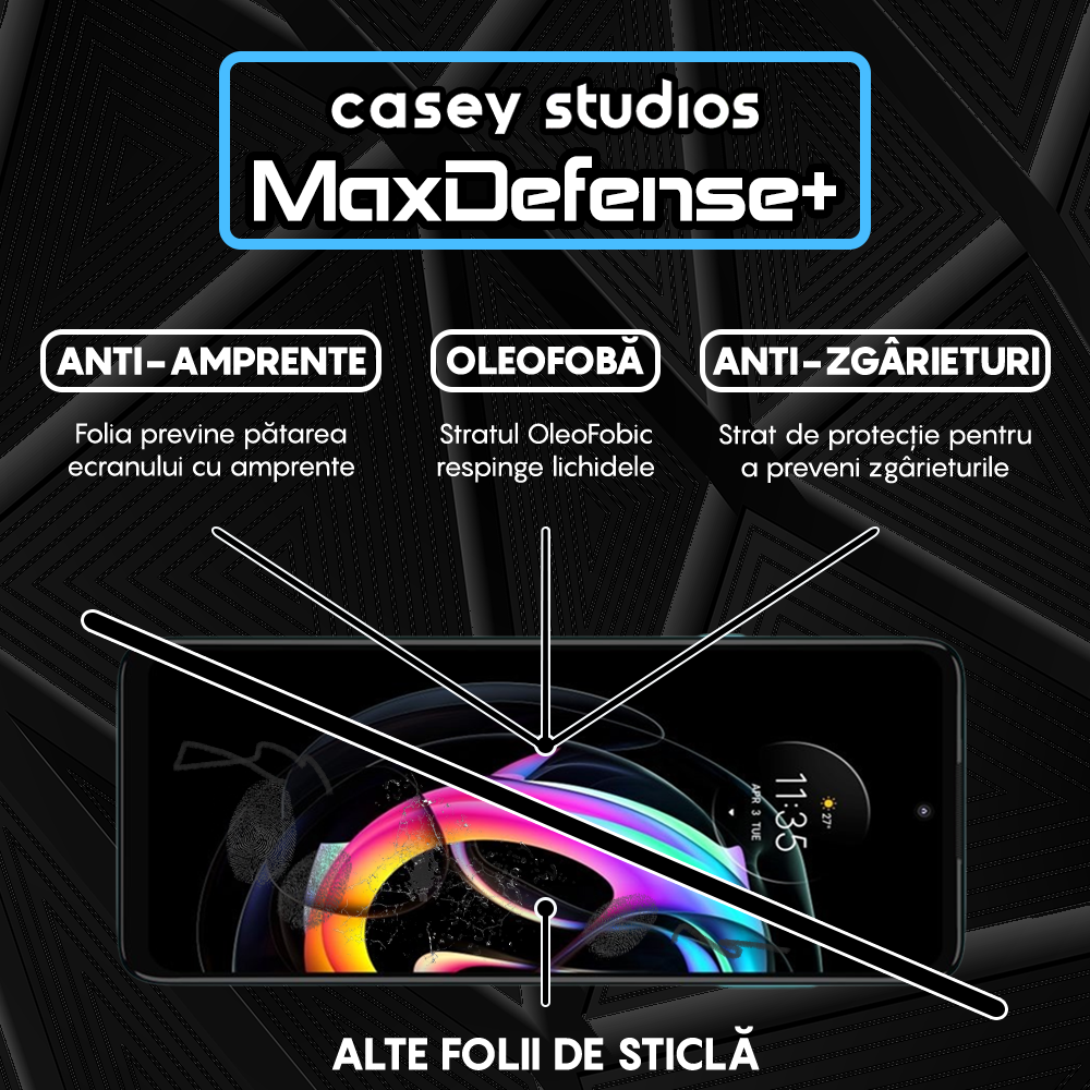 Folie Sticla MaxDefense+ - Motorola Moto Edge 20 Pro - Negru
