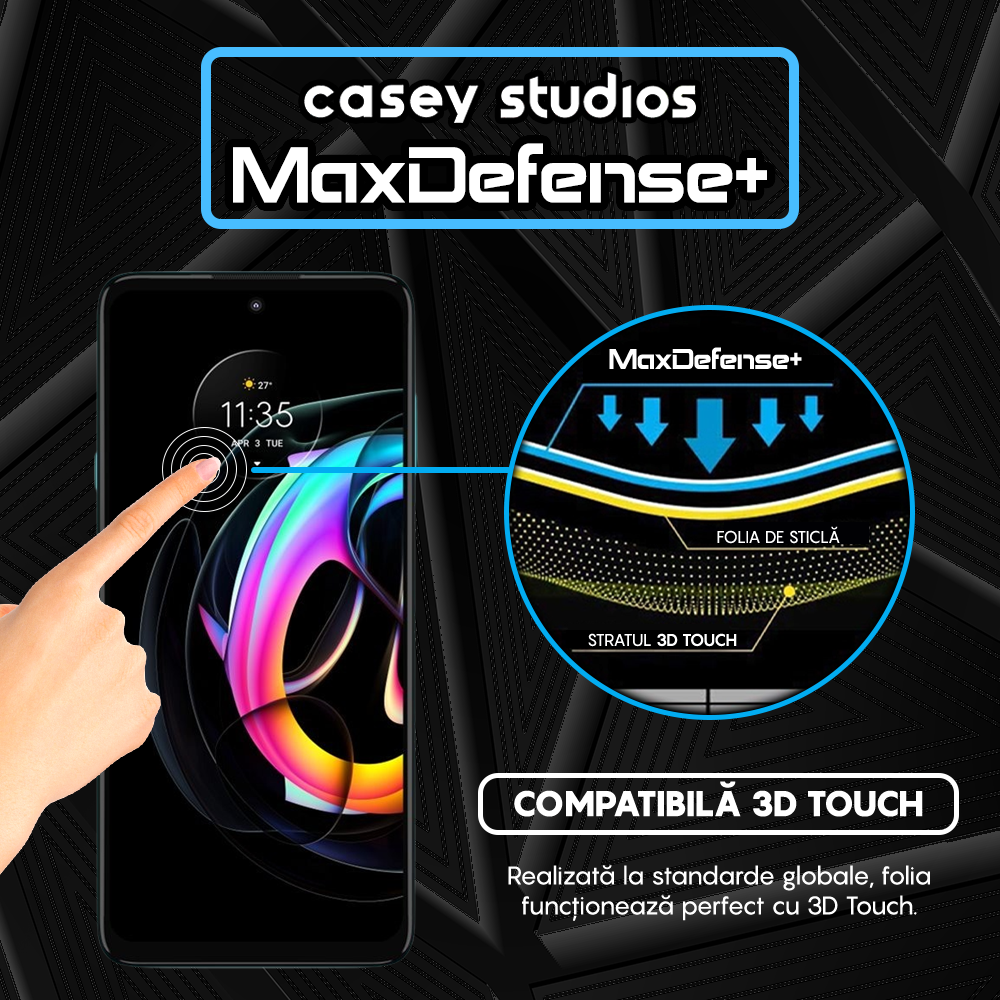 Folie Sticla MaxDefense+ - Motorola Moto Edge 20 Pro - Negru