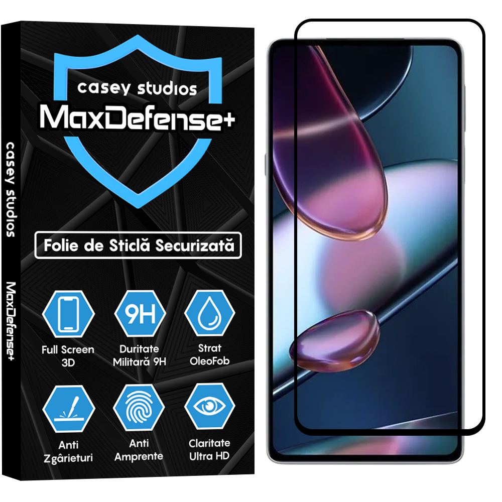 Folie Sticla MaxDefense+ - Motorola Moto Edge X30 - Negru