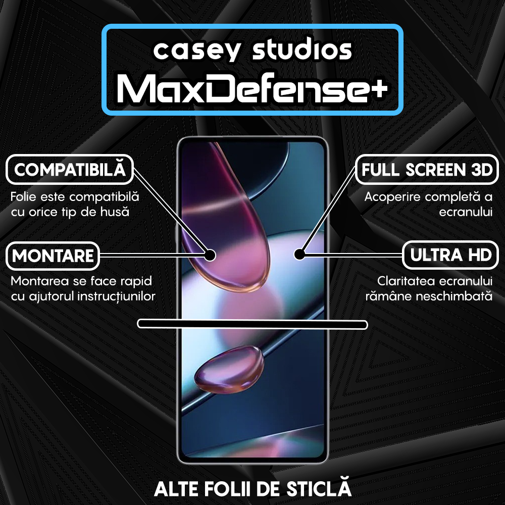 Folie Sticla MaxDefense+ - Motorola Moto Edge X30 - Negru