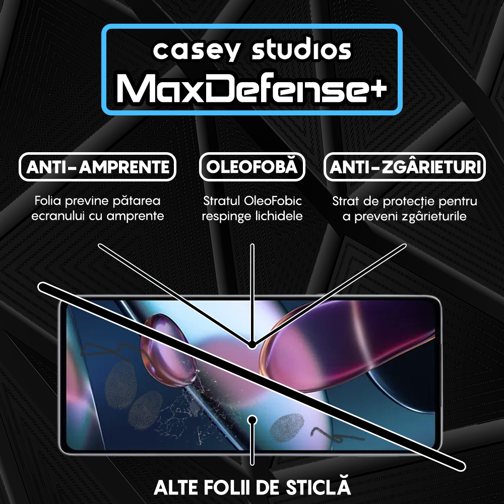Folie Sticla MaxDefense+ - Motorola Moto Edge X30 - Negru