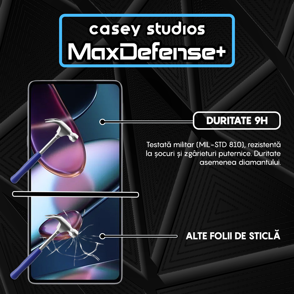 Folie Sticla MaxDefense+ - Motorola Moto Edge X30 - Negru