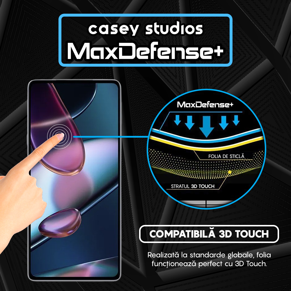 Folie Sticla MaxDefense+ - Motorola Moto Edge X30 - Negru