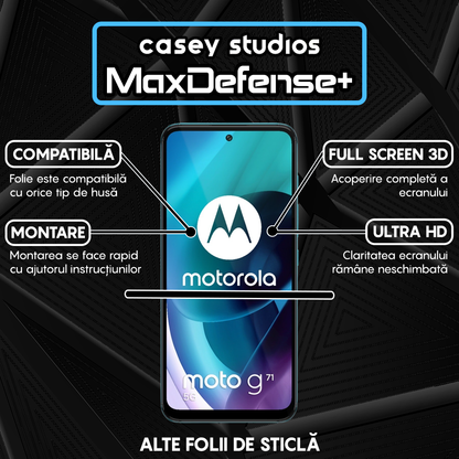Folie Sticla MaxDefense+ - Motorola Moto G31/Moto G41/Moto G62 5G/Moto G71 5G - Negru