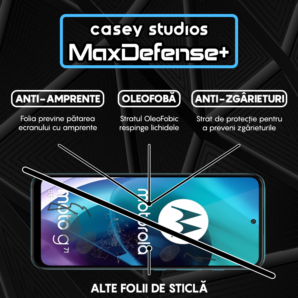 Folie Sticla MaxDefense+ - Motorola Moto G31/Moto G41/Moto G62 5G/Moto G71 5G - Negru