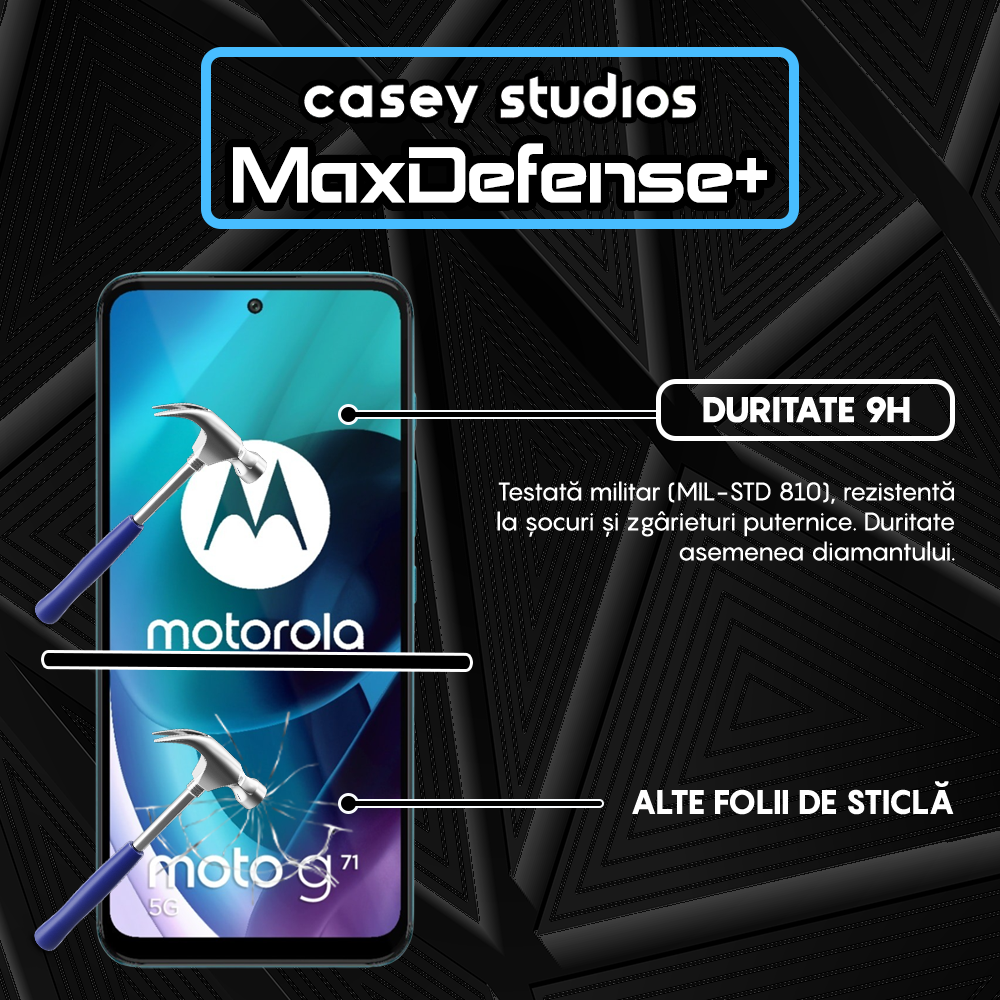Folie Sticla MaxDefense+ - Motorola Moto G31/Moto G41/Moto G62 5G/Moto G71 5G - Negru