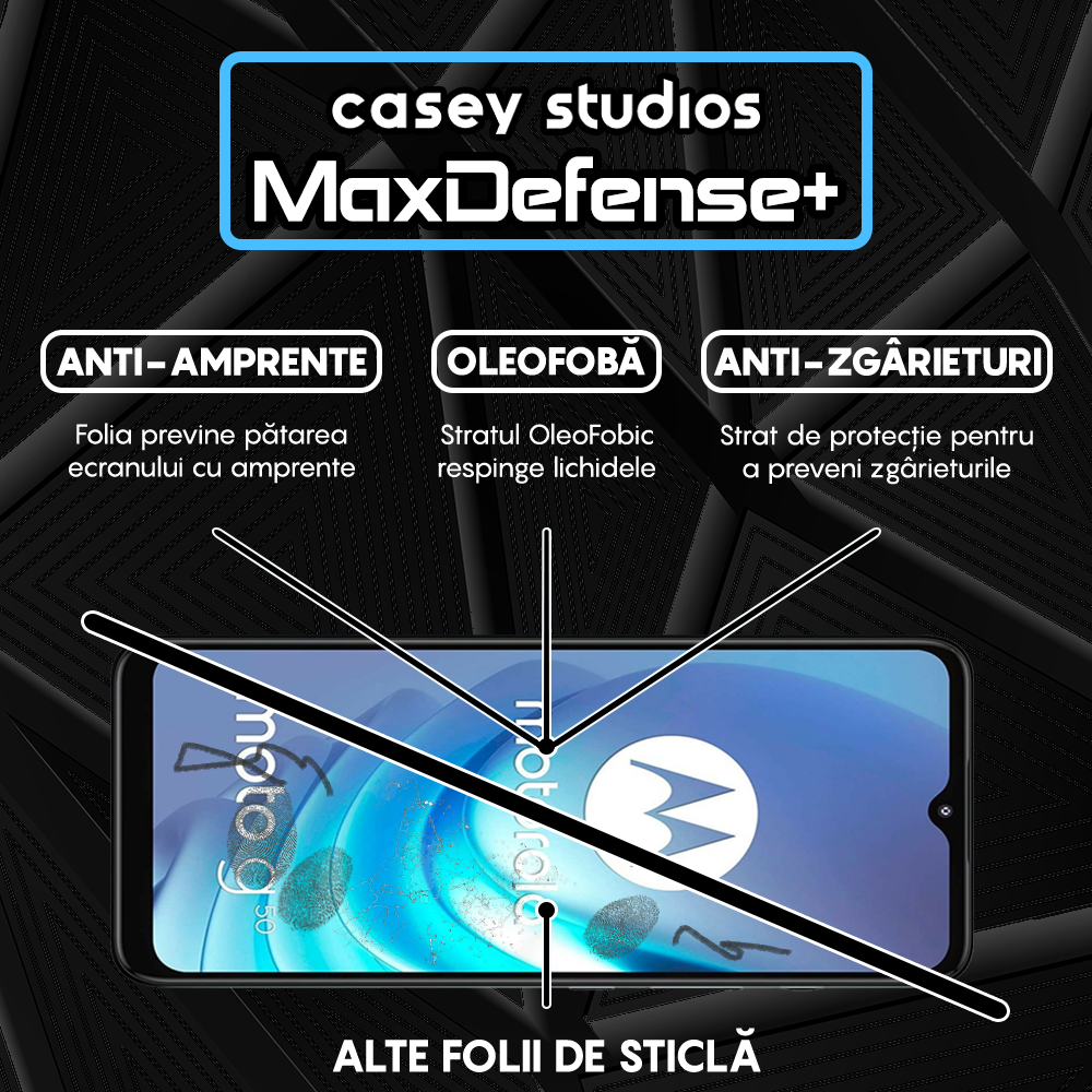 Folie Sticla MaxDefense+ - Motorola Moto G50 - Negru