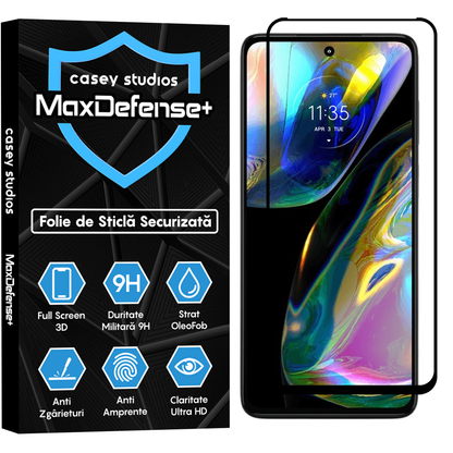 Folie Sticla MaxDefense+ - Motorola Moto G52/Moto G82 5G - Negru