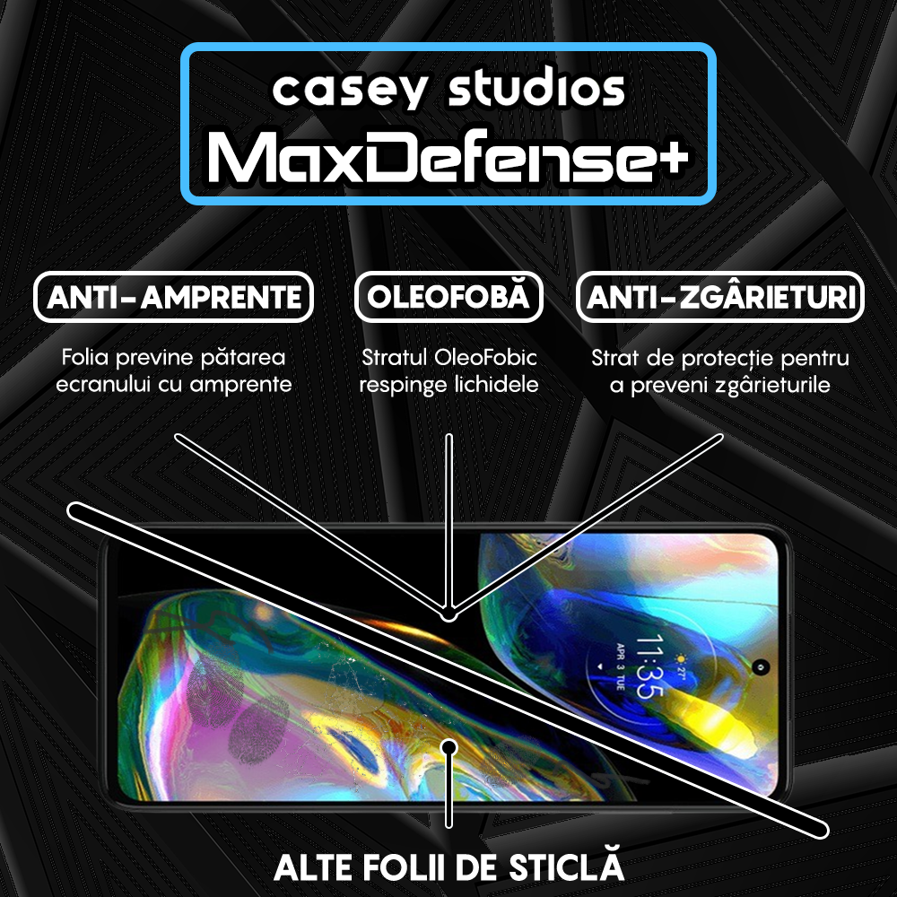 Folie Sticla MaxDefense+ - Motorola Moto G52/Moto G82 5G - Negru