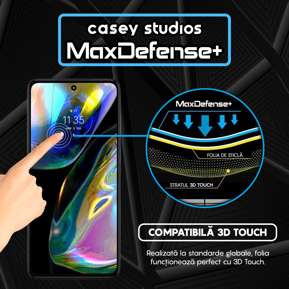 Folie Sticla MaxDefense+ - Motorola Moto G52/Moto G82 5G - Negru
