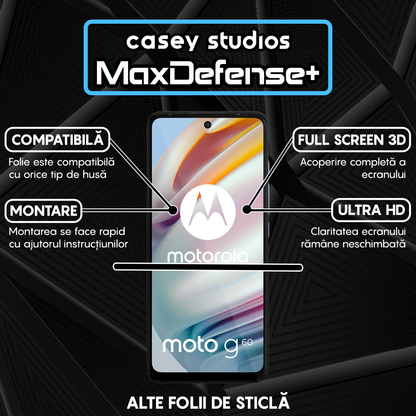 Folie Sticla MaxDefense+ - Motorola Moto G60/Moto G60S - Negru