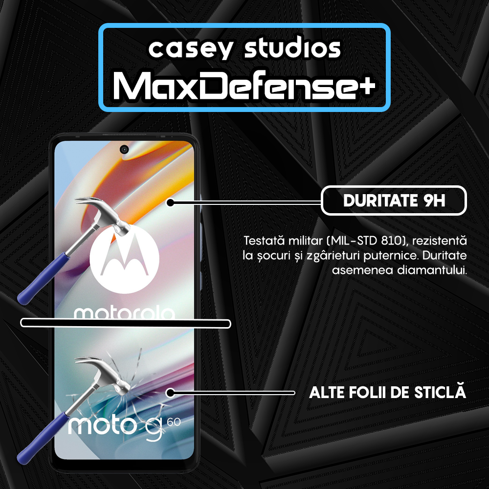 Folie Sticla MaxDefense+ - Motorola Moto G60/Moto G60S - Negru