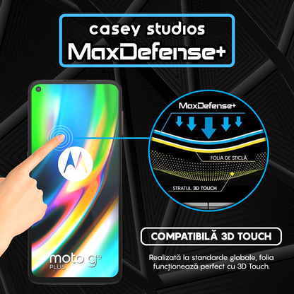 Folie Sticla MaxDefense+ - Motorola Moto G9 Plus - Negru