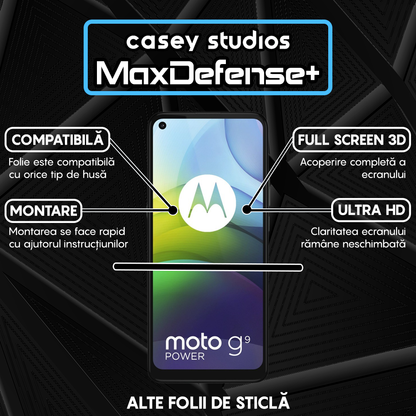 Folie Sticla MaxDefense+ - Motorola Moto G9 Power - Negru