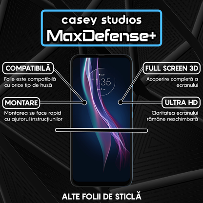 Folie Sticla MaxDefense+ - Motorola Moto One Fusion Plus - Negru