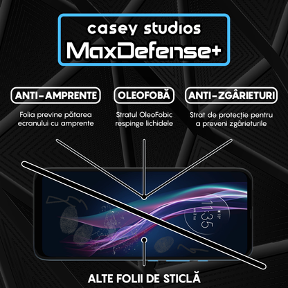 Folie Sticla MaxDefense+ - Motorola Moto One Fusion Plus - Negru