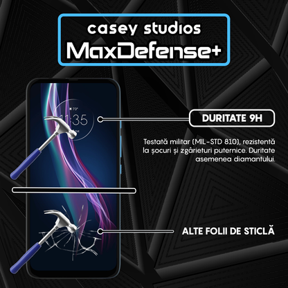 Folie Sticla MaxDefense+ - Motorola Moto One Fusion Plus - Negru