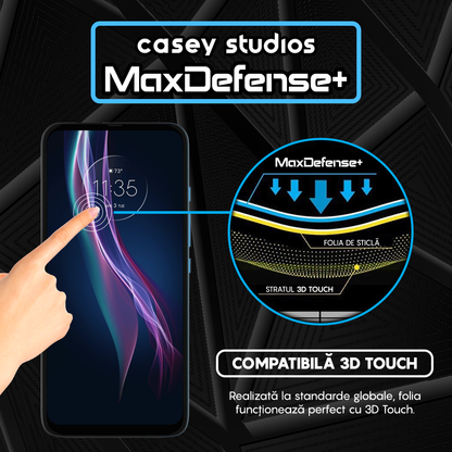 Folie Sticla MaxDefense+ - Motorola Moto One Fusion Plus - Negru