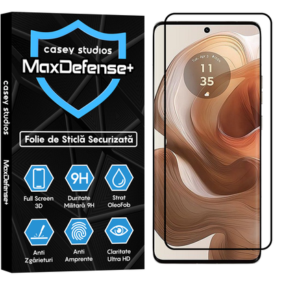 Folie Sticla MaxDefense+ - Motorola S50 Neo - Negru