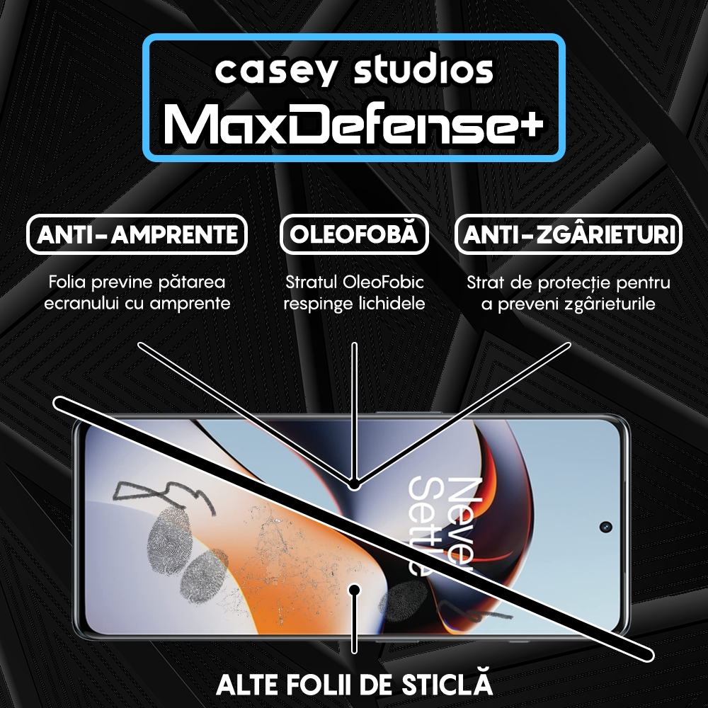 Folie Sticla MaxDefense+ - OnePlus 11R - Negru