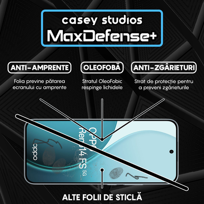 Folie Sticla MaxDefense+ - Oppo Reno14 FS 5G - Negru