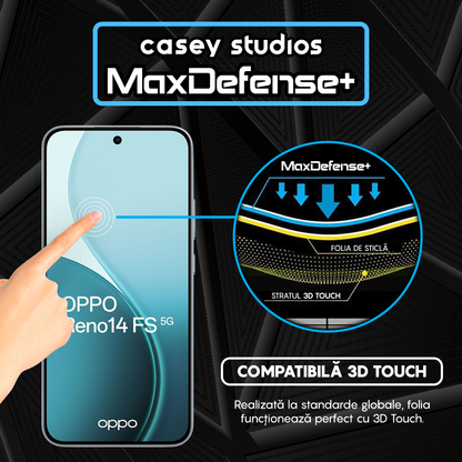 Folie Sticla MaxDefense+ - Oppo Reno14 FS 5G - Negru