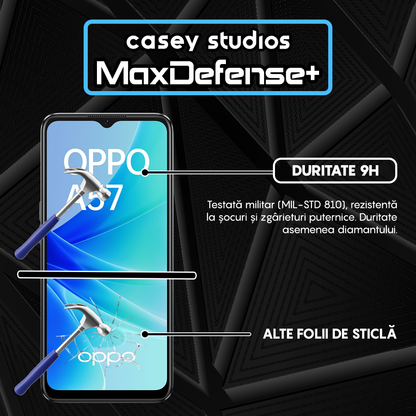 Folie Sticla MaxDefense+ - Oppo A57 4G - Negru