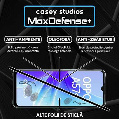 Folie Sticla MaxDefense+ - Oppo A57s - Negru