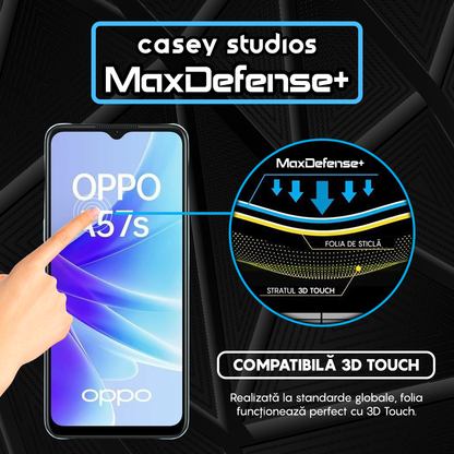 Folie Sticla MaxDefense+ - Oppo A57s - Negru