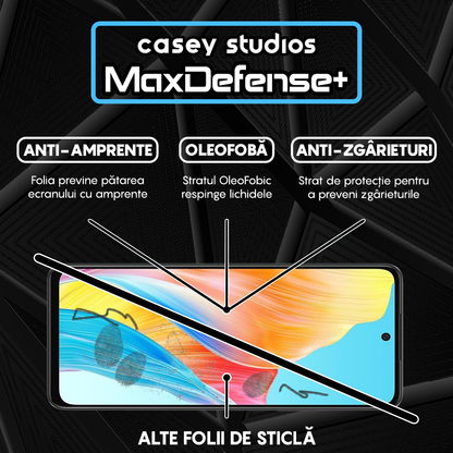 Folie Sticla MaxDefense+ - Oppo A58 4G - Negru
