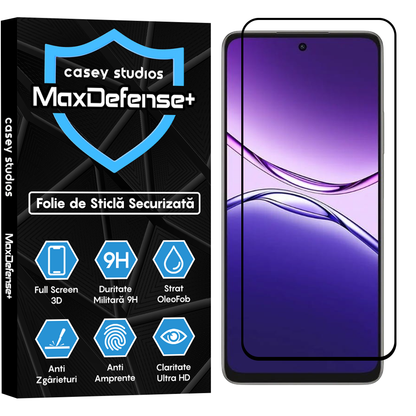 Folie Sticla MaxDefense+ - Oppo A5 Pro - Negru