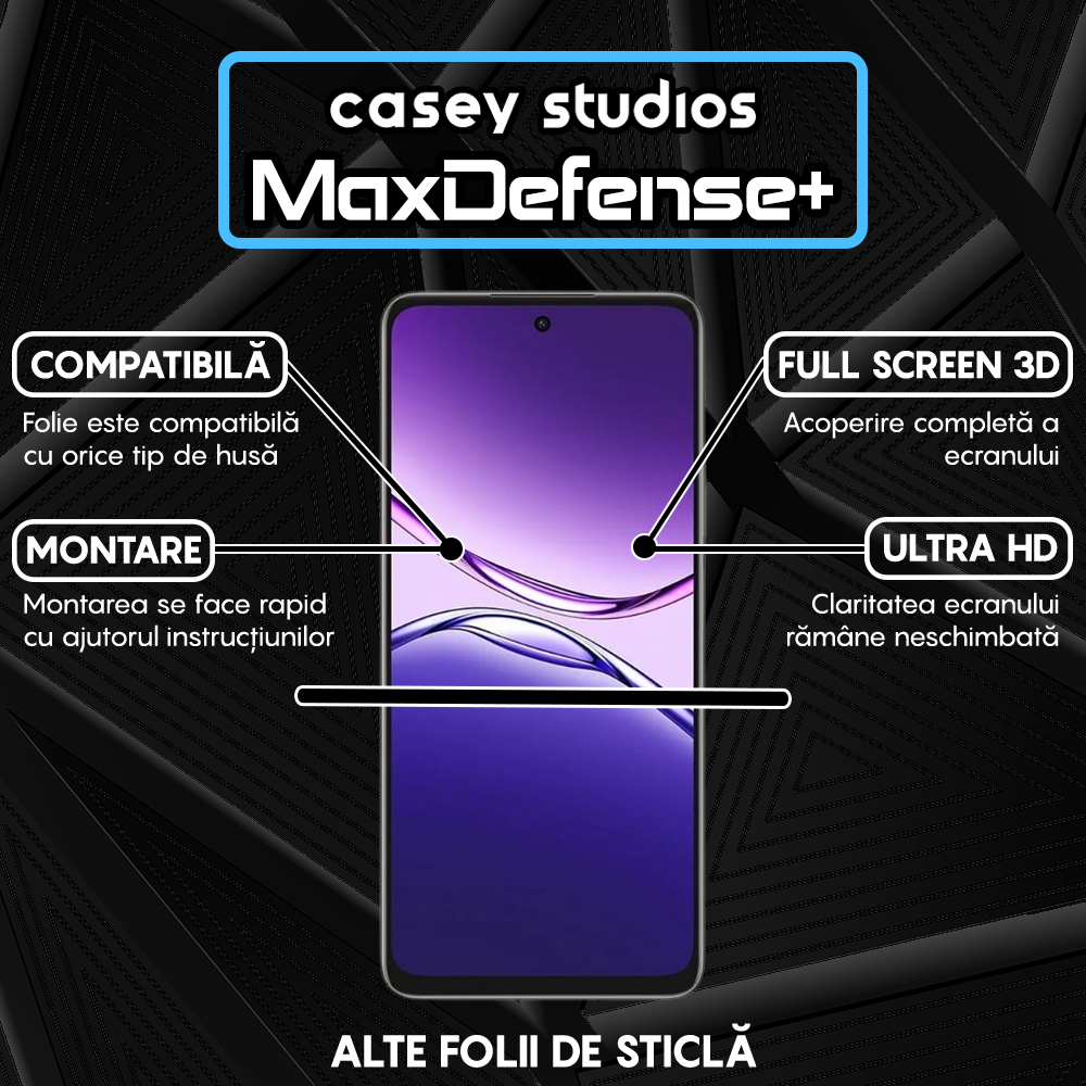 Folie Sticla MaxDefense+ - Oppo A5 Pro - Negru