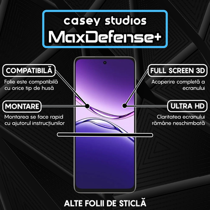 Folie Sticla MaxDefense+ - Oppo A5 Pro - Negru